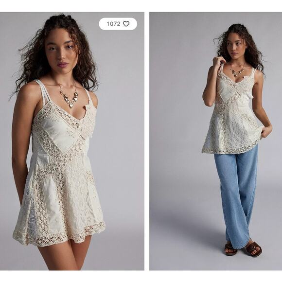 Kimchi Blue Dresses & Skirts - Kimchi Blue Laney Spliced Lace Slip Dress NWT boho dainty cottage fairy | Size L